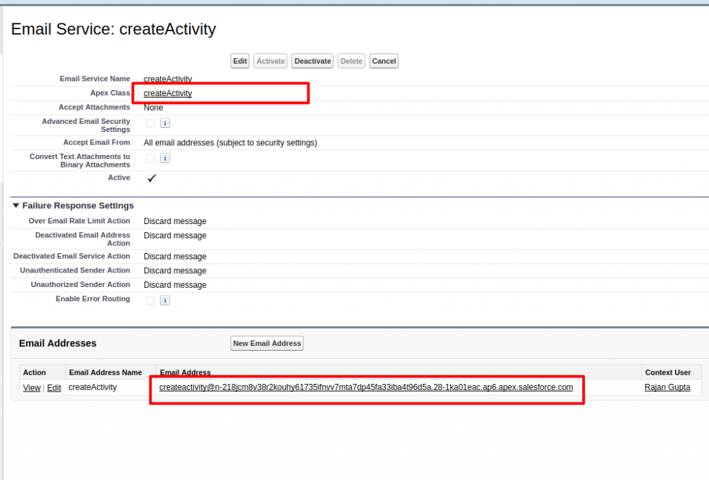 Email Service Salesforce Developer Edition