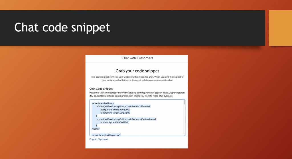 chat code snippet