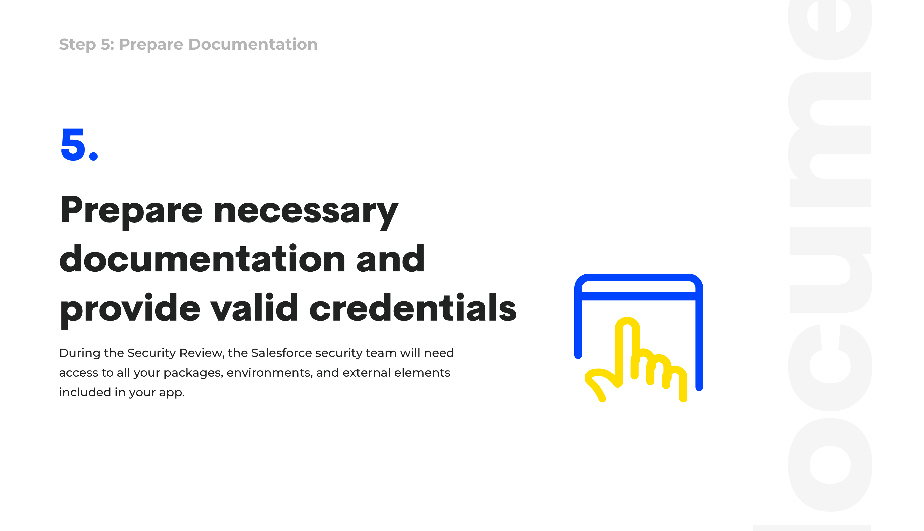 prepare documentation for salesforce security review