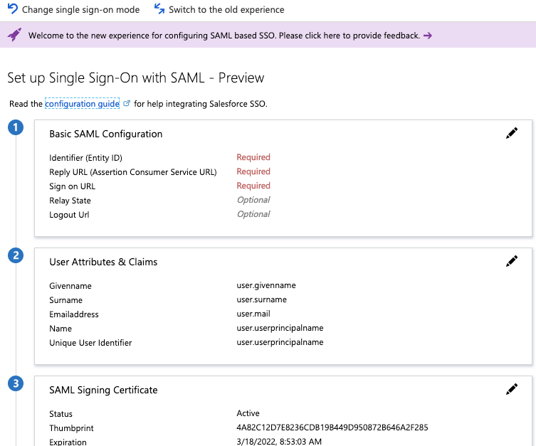 Configuration of Application
