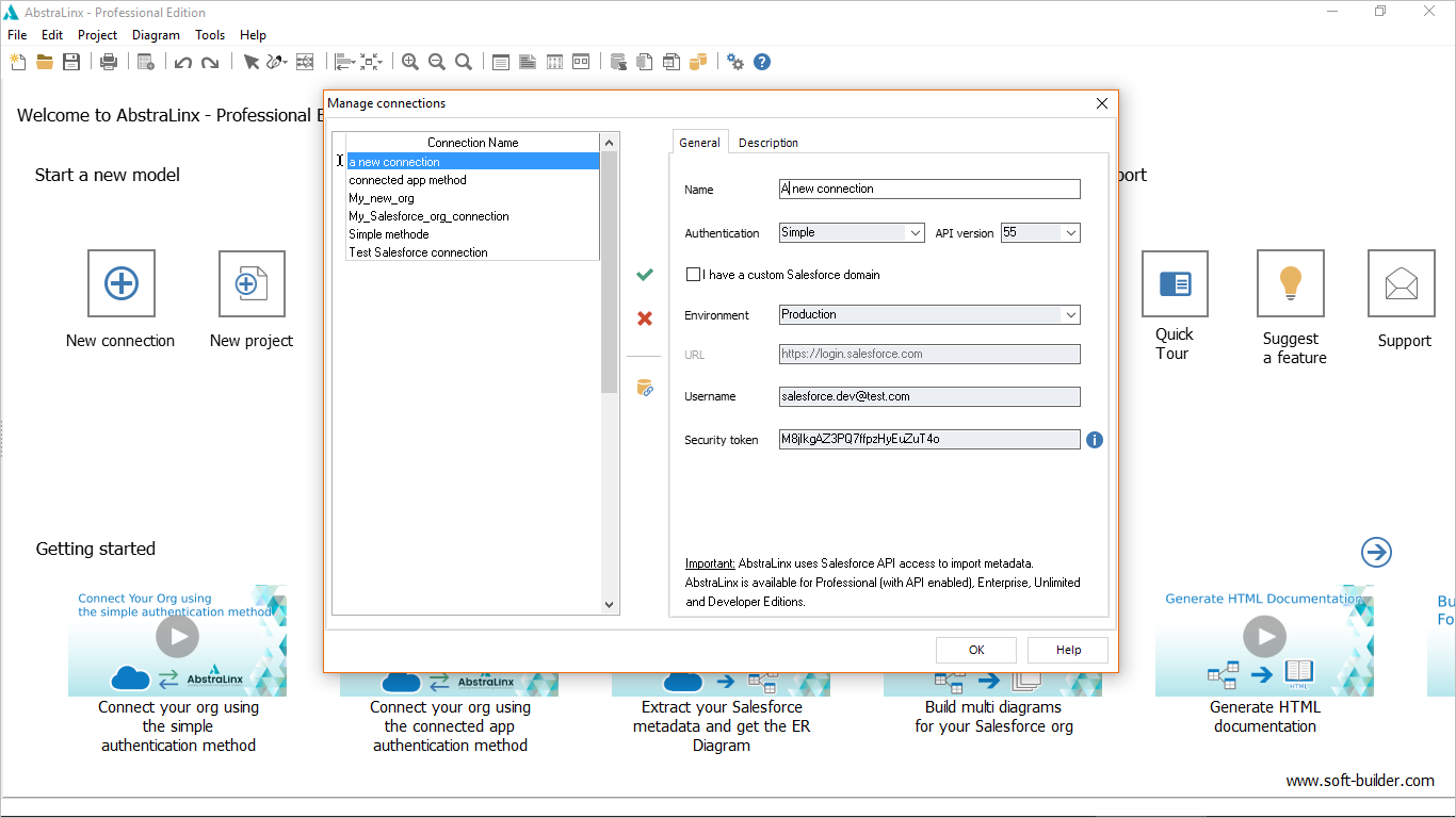 Import Salesforce metadata from Salesforce into Abstralinx