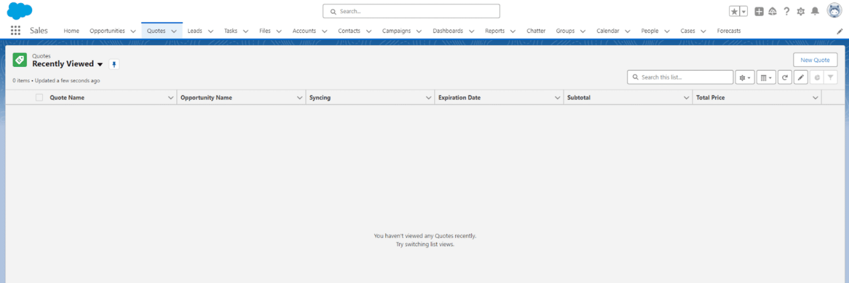 Creating New Quotes in Salesforce Standard Quoting
